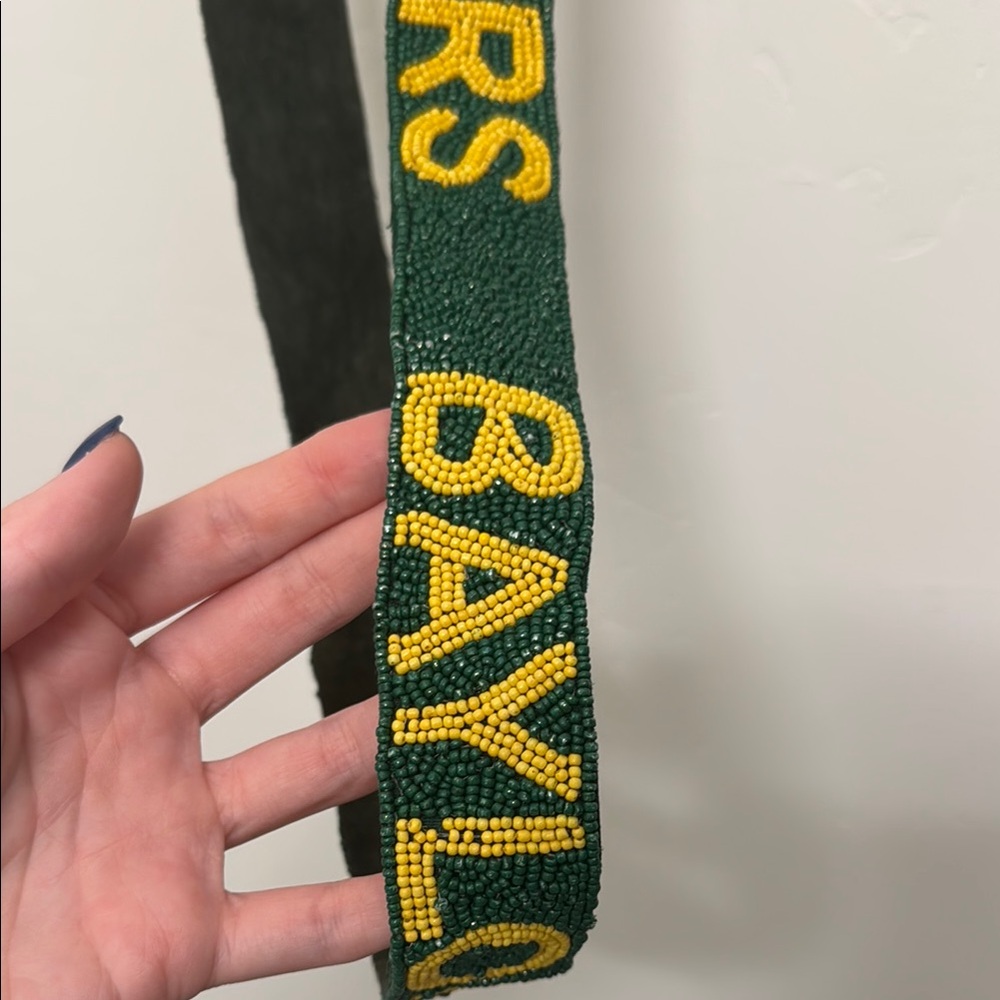 Green and Yellow Baylor Bears Beaded Purse Strap - Picture 3 of 5